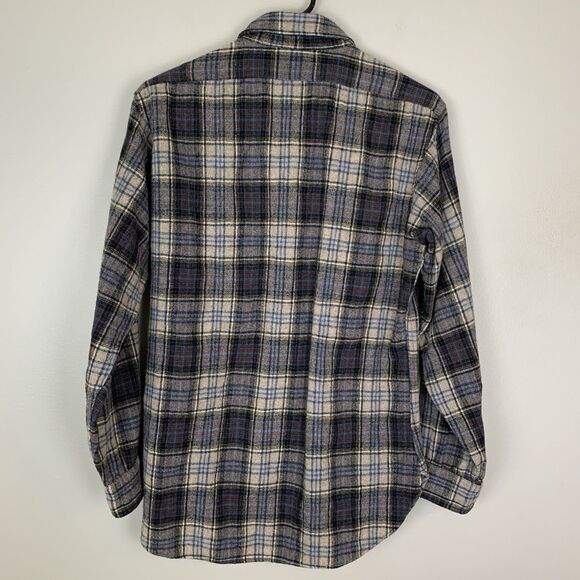 Vintage Pendleton Shirt Mens Medium Plaid 100% Wool Flannel Outdoor Pockets - Picture 2 of 6